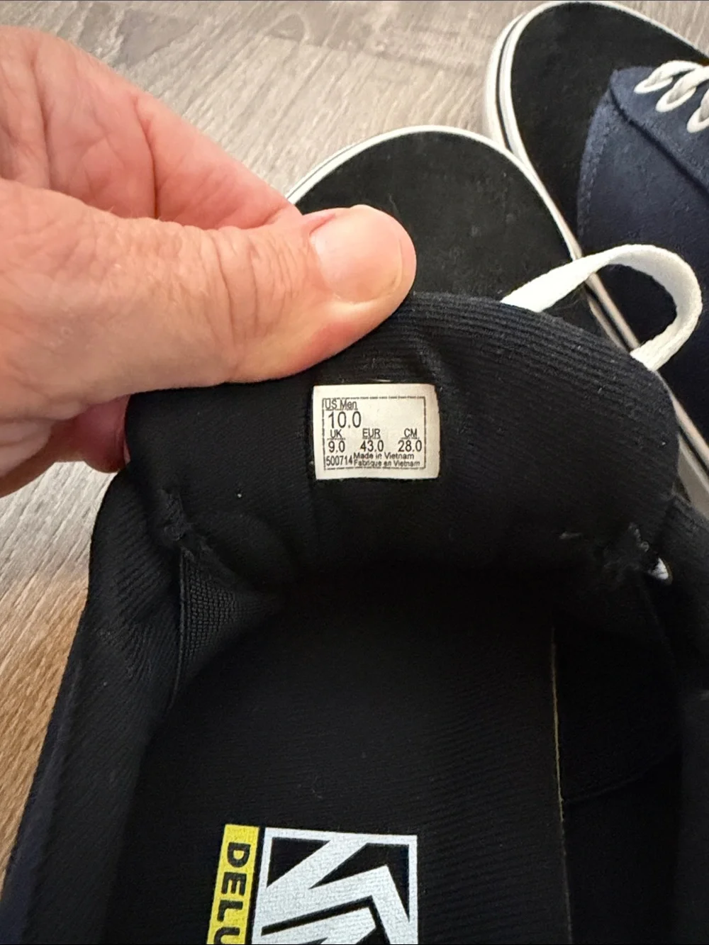 Vans Men’s Black and Navy Canvas & Suede Low-Top Sneakers:  Never Worn